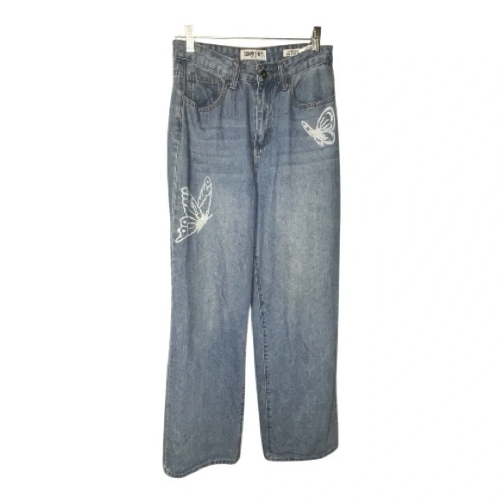 Skinny Fries Super High Rise Wide Leg Butterfly Print Jeans No Size - Picture 1 of 4